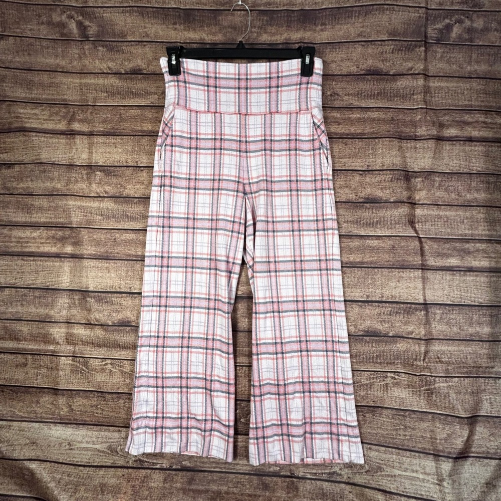 Cabi Playdate Pants Pink Plaid Wide Leg Knit Womens Medium 6269 Barbiecore